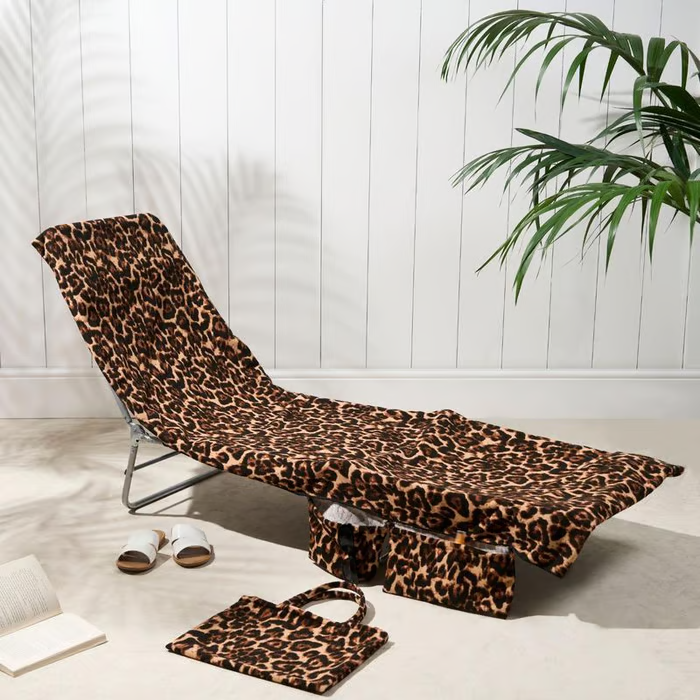 đSun Lounger Handduk i vĂ€ska med förvaringsfickorđ