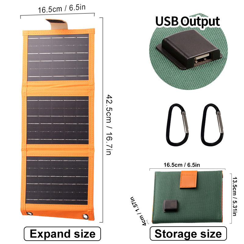 Bärbar Solpanel med USB-laddare