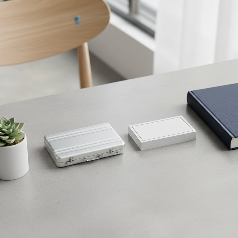 Mini tyverisikret dokumentmappe/visitkortholder i aluminiumslegerin