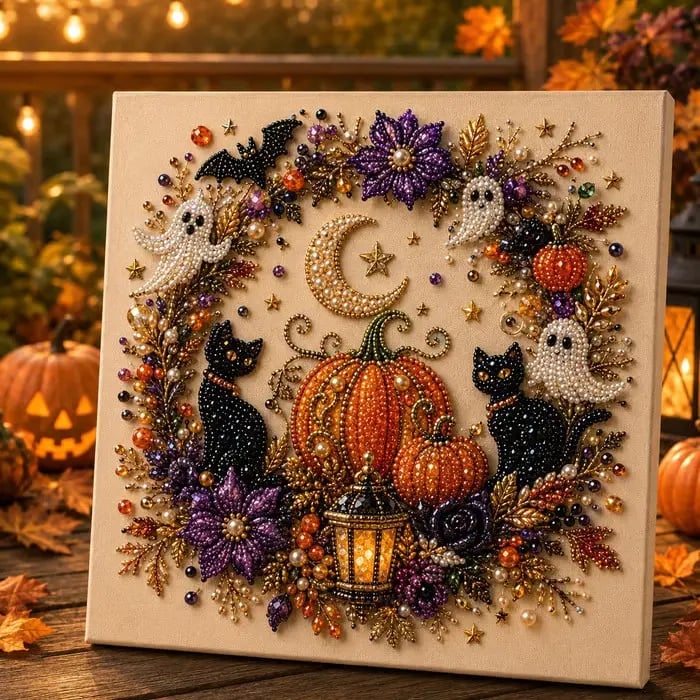👻🎃3D Pearl Art Halloween DIY Kit – Spooky Diamond Painting, All-in-One Supplies
