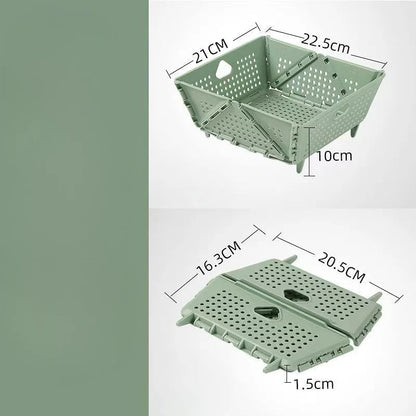 Hopfällbar multifunktionell avrinningskorg – platsbesparande, värmebeständig, dubbel storlek