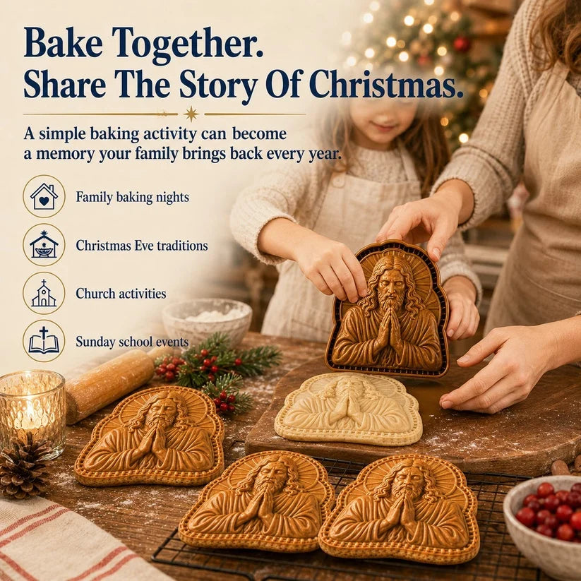 ✝️ Faith & Nativity-kollektion af mini-tærteforme til jul | Genanvendelige prægede forme til at forme detaljerede tærter med den bedende Jesus, krybbestallen og meget mere🥧✨