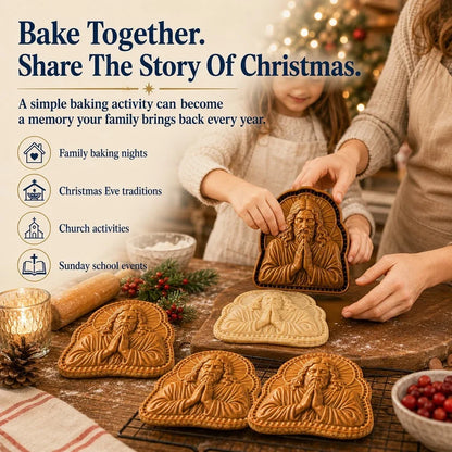 ✝️ Faith & Nativity-kollektion af mini-tærteforme til jul | Genanvendelige prægede forme til at forme detaljerede tærter med den bedende Jesus, krybbestallen og meget mere🥧✨