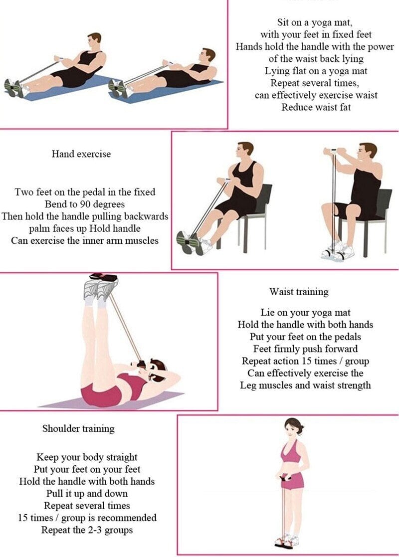 21 Fitnessmotståndsband - 4 Rörpedaler Fotledsavdragare