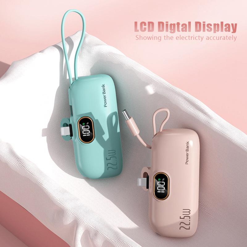 🔋👍5000mAh Mini Bærbar Oplader Powerbank til Telefon✨