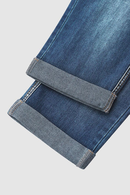 ✅ "2 ST = FRAKTFRIET" Slitna capris-jeans med upprullad fåll