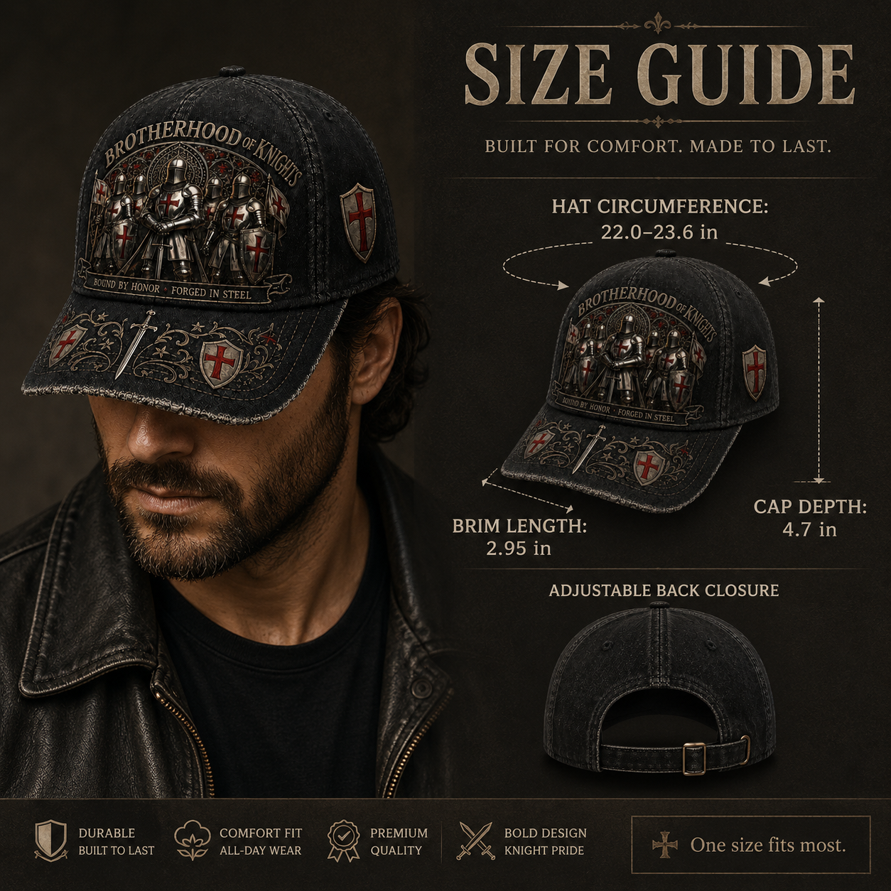 ⚔️ Bound By Honor Forged In Steel – Knights Templar Cap – fairyja