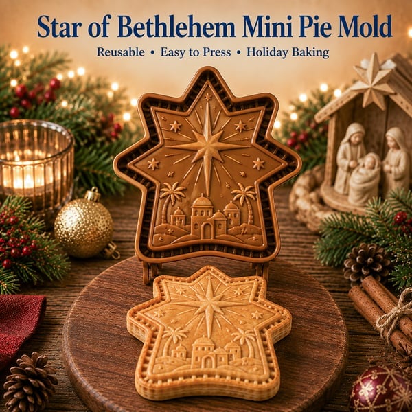 ✝️ Faith & Nativity-kollektion af mini-tærteforme til jul | Genanvendelige prægede forme til at forme detaljerede tærter med den bedende Jesus, krybbestallen og meget mere🥧✨
