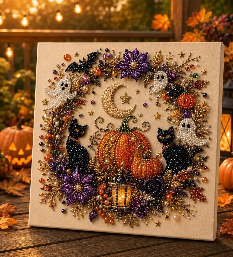 👻🎃3D Pearl Art Halloween DIY Kit – Spooky Diamond Painting, All-in-One Supplies