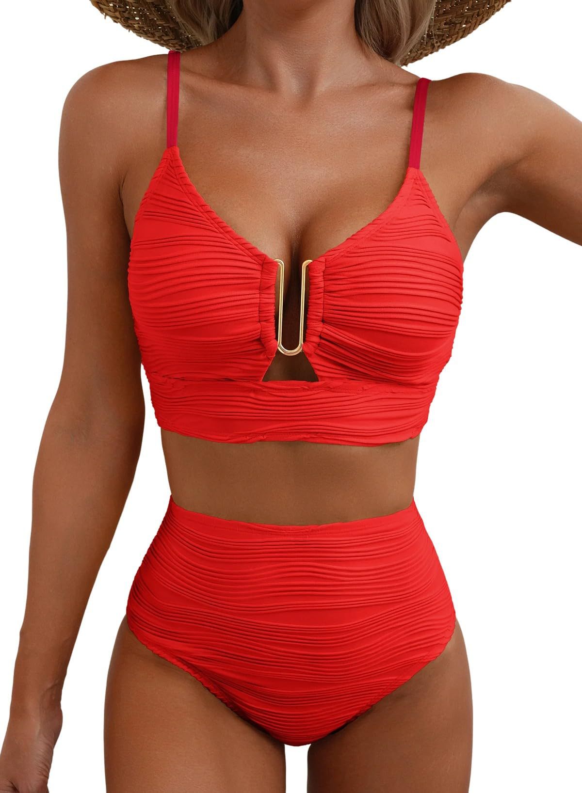 🔥🔥2026 NY MODELL 50 % RABATT🎁Bikini med hög midja och push-up för kvinnor