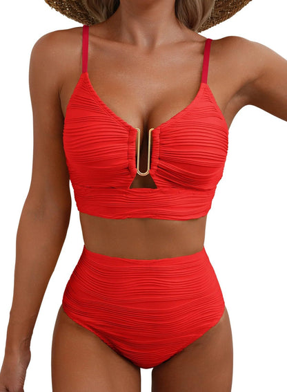🔥🔥2026 NY MODELL 50 % RABATT🎁Bikini med hög midja och push-up för kvinnor