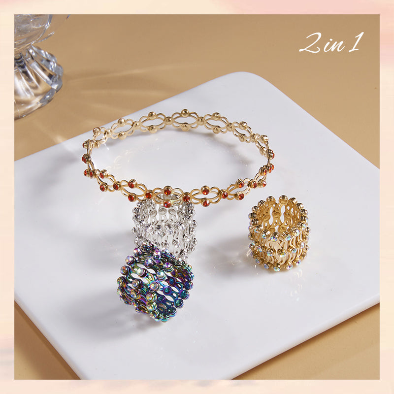 2 i 1 Justerbar magnetisk terapi transformerande armband ring