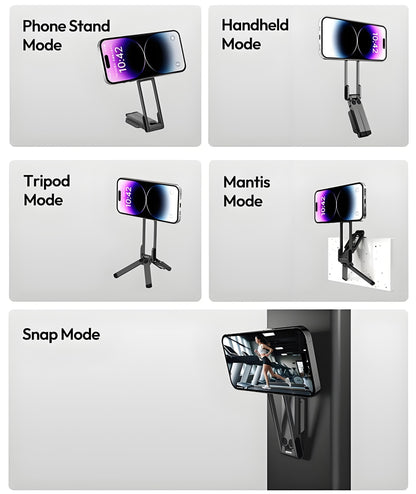 Magnetiskt telefonstativ för iPhone, MA38 Bärbar telefonhållare Ministativ för Magsafe med dubbelsidig stark magnetisk 1/4'' Arri-lokaliseringshål Hopfällbar krok