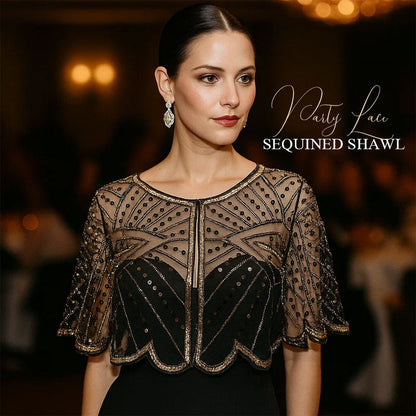 🎀2025 Nyinkommet✨Festlig spetshalsduk med paljetter