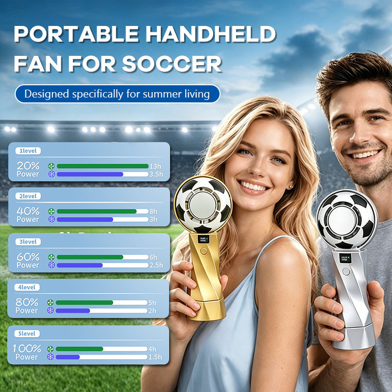2026 Fodbold Håndholdt Køleventilator – Bærbar Turbo Genopladelig Mini Ventilato