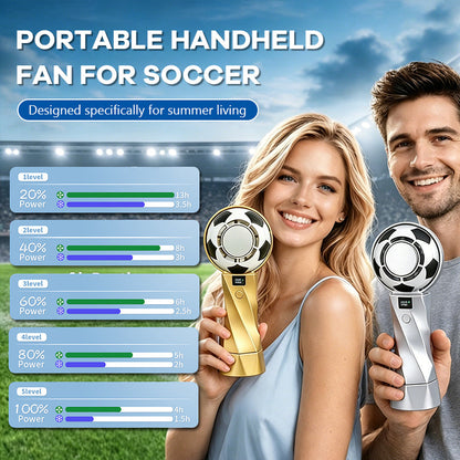 2026 Fodbold Håndholdt Køleventilator – Bærbar Turbo Genopladelig Mini Ventilato