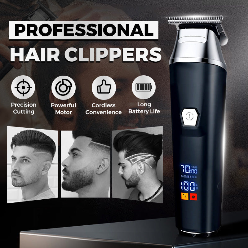 🎁Hushåll Digital Display Professionell Elektrisk Hårklippare Set✂️