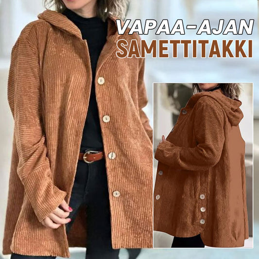 🍂 Casual jacka i sammet med huva för höste 🧥