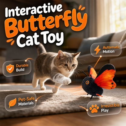 🦋🐱Smart Sensing Flapping Butterfly Legetøj🐈Bevægelsesaktiveret, realistisk flyvning, interaktiv sjov – holder din kat engageret i timevis.🔥