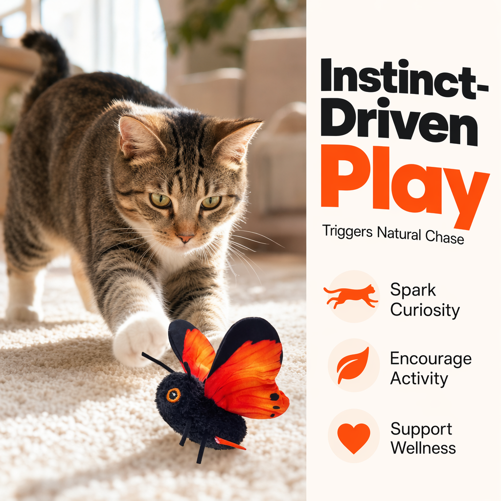 🦋🐱Smart Sensing Flapping Butterfly Legetøj🐈Bevægelsesaktiveret, realistisk flyvning, interaktiv sjov – holder din kat engageret i timevis.🔥