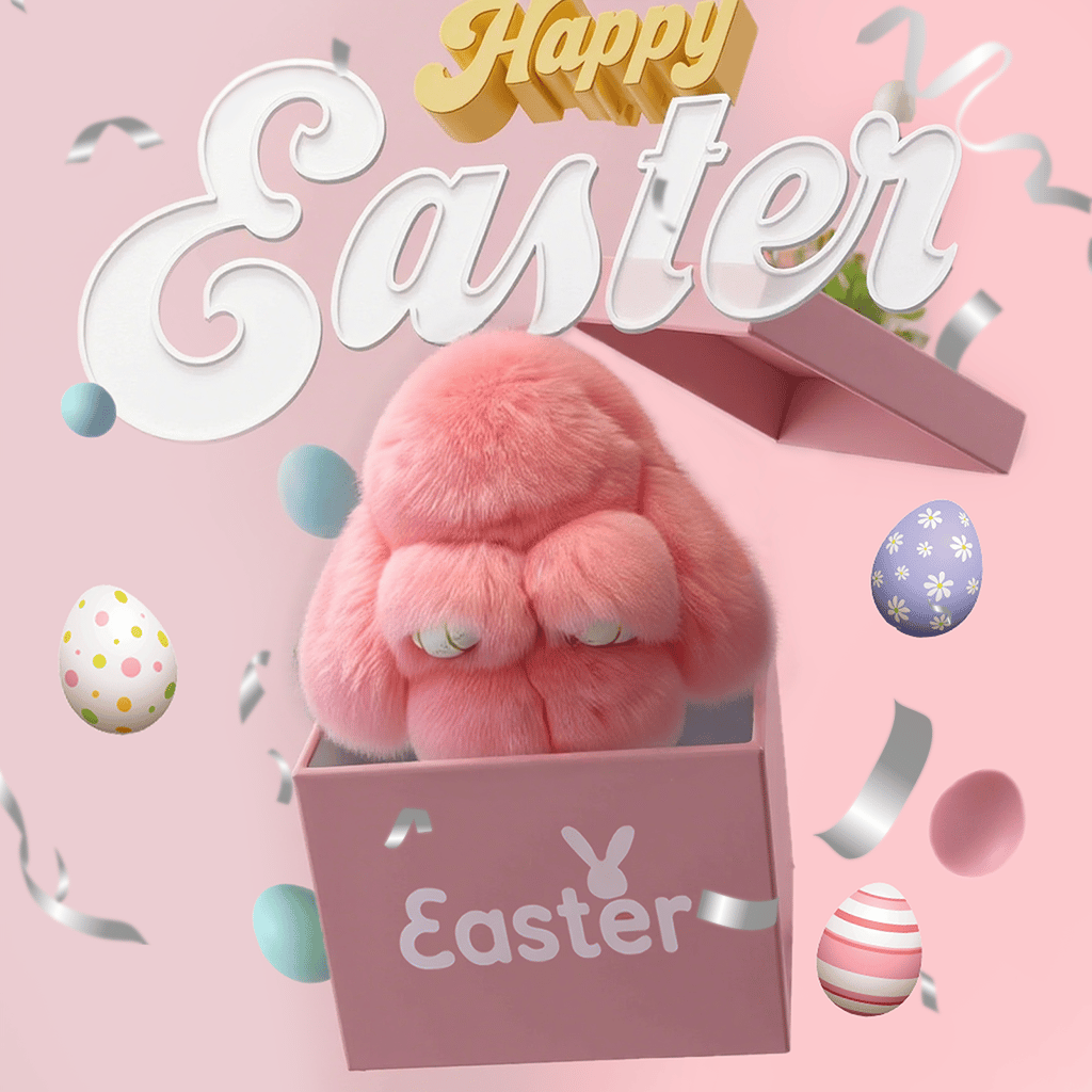 🎁Sista dagen 50% RABATT🐰Mjuk handgjord fluffig kanin-pompomnyckelring med designad plåtask