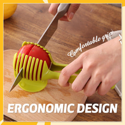 🍋Creative Kitchen skiveskæreværktøj, håndholdt pålægsmaskine i aluminiumslegering i fødevarekvalitet, hurtig skæreholder til citron, tomat, løg og bløde frugter og grøntsage
