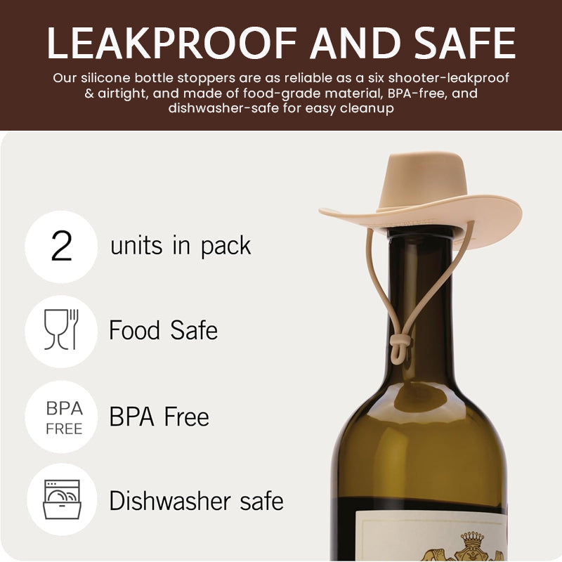 🤠🔥 【POPULÄRT】Rolig cowboyhatt-vinpropp - Håller vinet färskt + festhit!