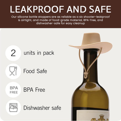 🤠🔥 【POPULÄRT】Rolig cowboyhatt-vinpropp - Håller vinet färskt + festhit!