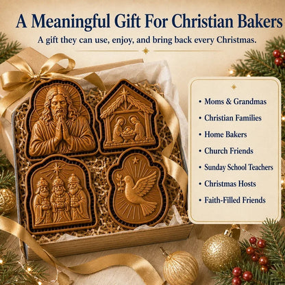 ✝️ Faith & Nativity-kollektion af mini-tærteforme til jul | Genanvendelige prægede forme til at forme detaljerede tærter med den bedende Jesus, krybbestallen og meget mere🥧✨