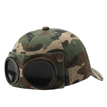 🤣 Baseballkasket i Aviator-stil — Unikt design med brillepaneler & vintage detaljer! 🧢✨