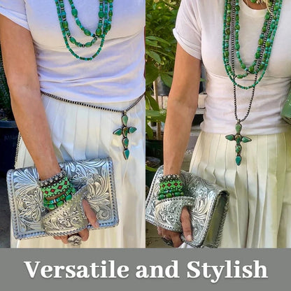 Kuvertväska i västerländsk stil med "Silver Flower Dance"