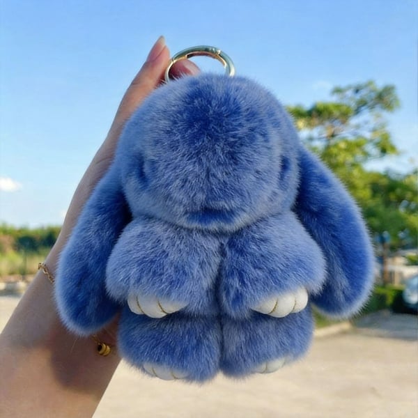 🎁Sista dagen 50% RABATT🐰Mjuk handgjord fluffig kanin-pompomnyckelring med designad plåtask