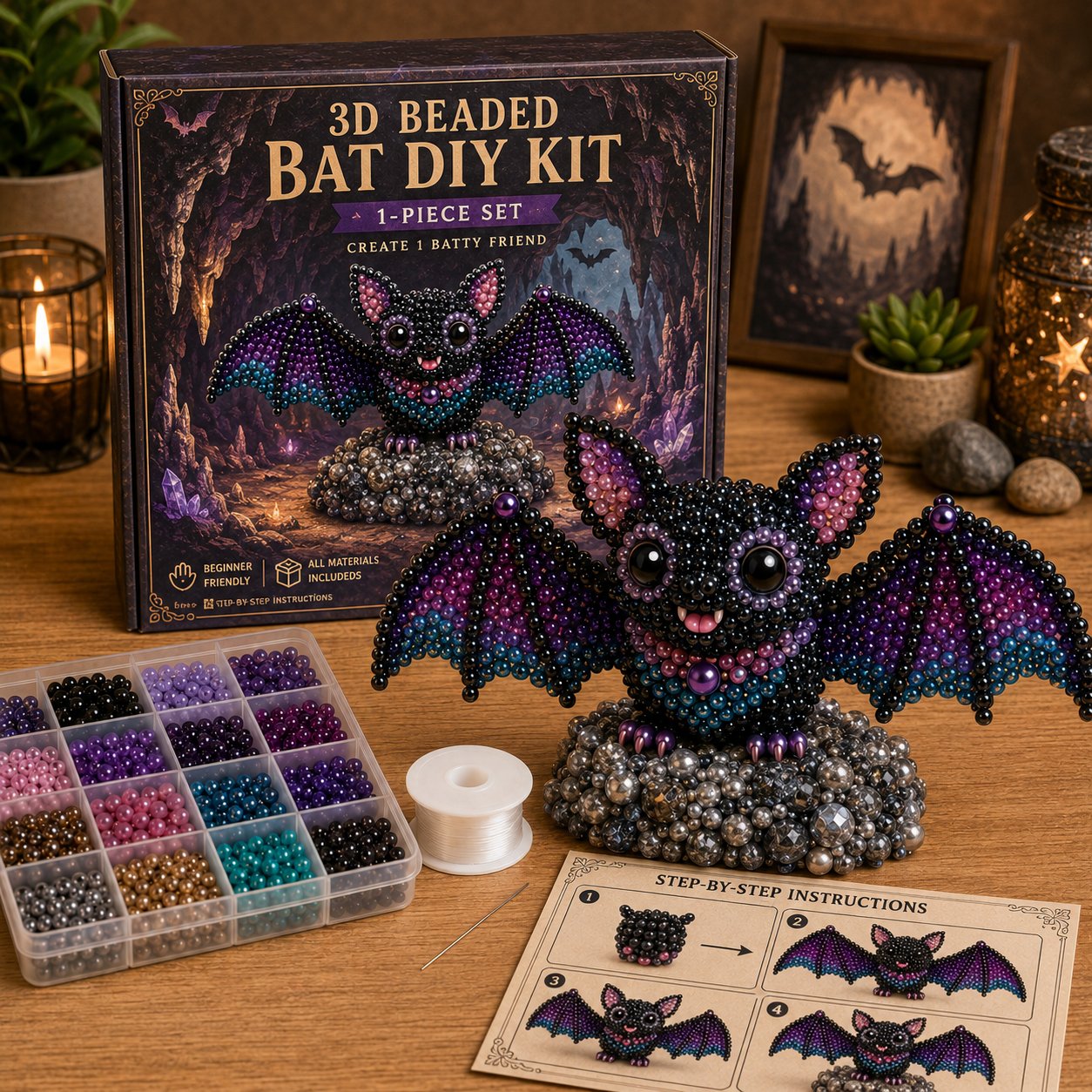 🧵✨ Sæt til at lave små 3D-dyr med perler