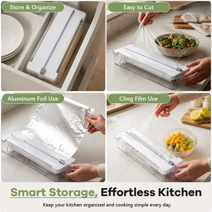 Kitchen Aluminum Foil Paper Plastic Wrap Storage Cutting Box 🍳 – fairyja