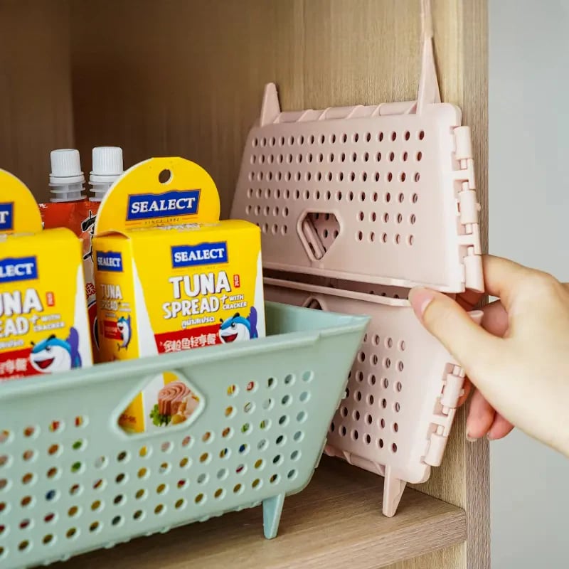 Hopfällbar multifunktionell avrinningskorg – platsbesparande, värmebeständig, dubbel storlek