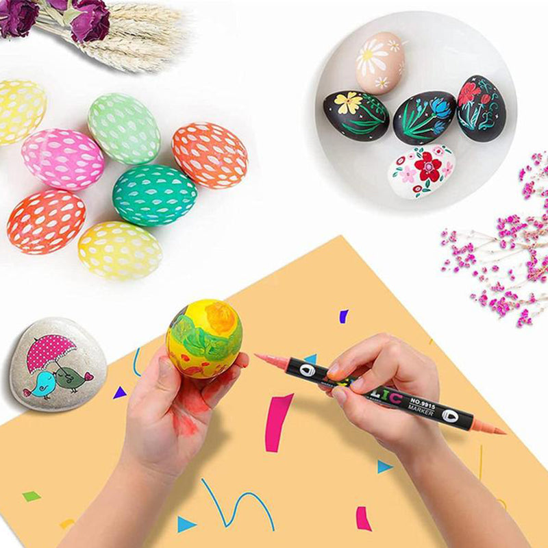 🖌️✨ Akrylpen med Dobbelt Spids - Fin Pensel & Kunstspids til Kunst på Lærred, Træ & Sten 🎨🌈