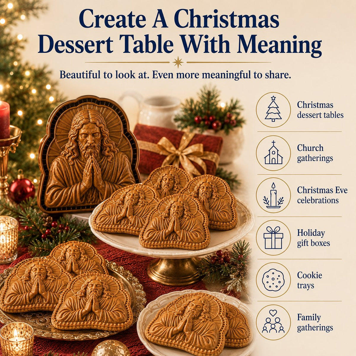 ✝️ Faith & Nativity-kollektion af mini-tærteforme til jul | Genanvendelige prægede forme til at forme detaljerede tærter med den bedende Jesus, krybbestallen og meget mere🥧✨