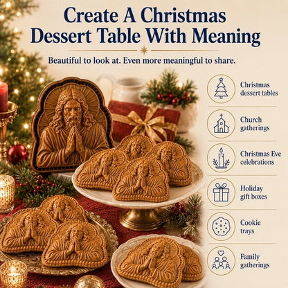 ✝️ Faith & Nativity-kollektion af mini-tærteforme til jul | Genanvendelige prægede forme til at forme detaljerede tærter med den bedende Jesus, krybbestallen og meget mere🥧✨