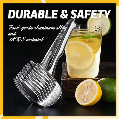 🍋Creative Kitchen skiveskæreværktøj, håndholdt pålægsmaskine i aluminiumslegering i fødevarekvalitet, hurtig skæreholder til citron, tomat, løg og bløde frugter og grøntsage