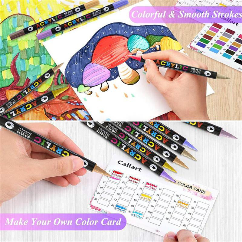 🖌️✨ Akrylpen med Dobbelt Spids - Fin Pensel & Kunstspids til Kunst på Lærred, Træ & Sten 🎨🌈