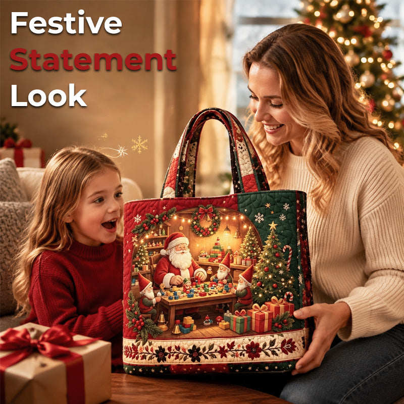 Vintage-tote-taske med julemotiv af julemanden | Festlig genanvendelig indkøbspose