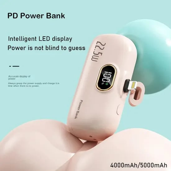 🔋👍5000mAh Mini Bærbar Oplader Powerbank til Telefon✨