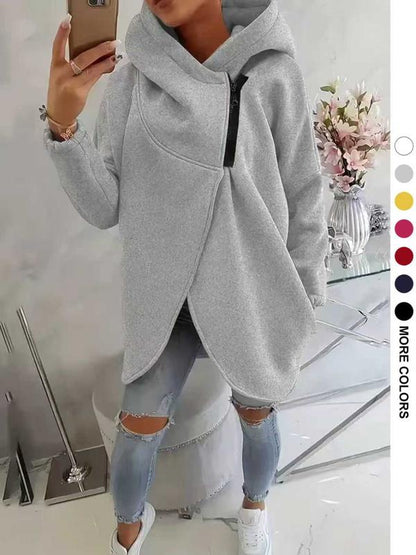 Women's Plus Size Hooded Sweatshirt, Half-zip Fashion Design