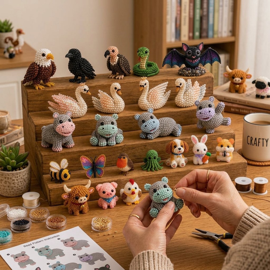 🧵✨ Sæt til at lave små 3D-dyr med perler
