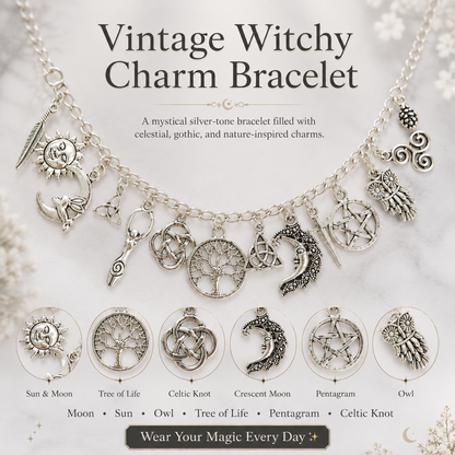 Vintage-armbånd med hekse-charms | Himmelsk gotisk boho-smykke til kvinde