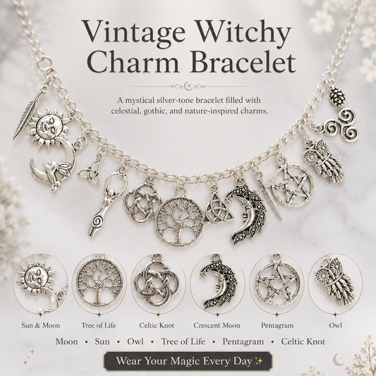 Vintage-armbånd med hekse-charms | Himmelsk gotisk boho-smykke til kvinde