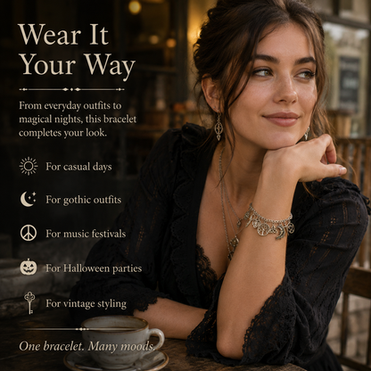 Vintage-armbånd med hekse-charms | Himmelsk gotisk boho-smykke til kvinde