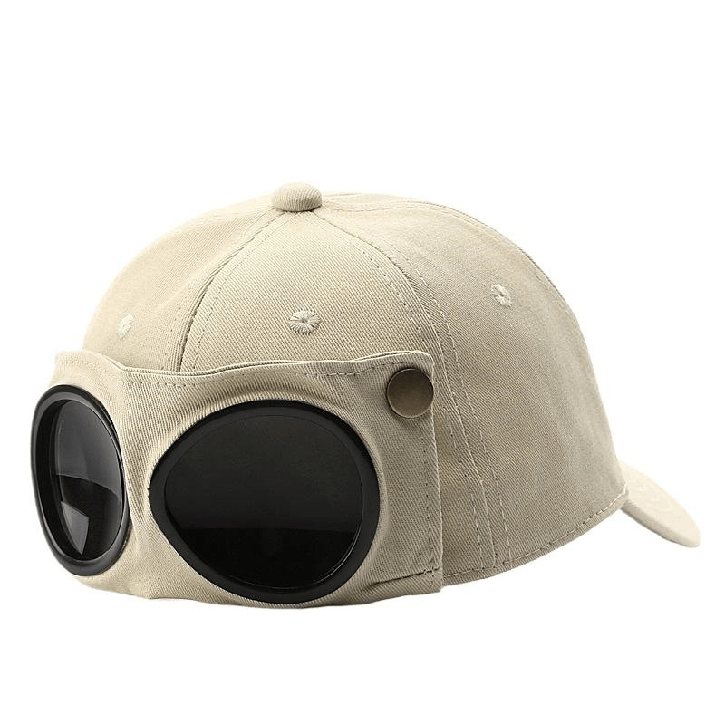 🤣 Baseballkasket i Aviator-stil — Unikt design med brillepaneler & vintage detaljer! 🧢✨
