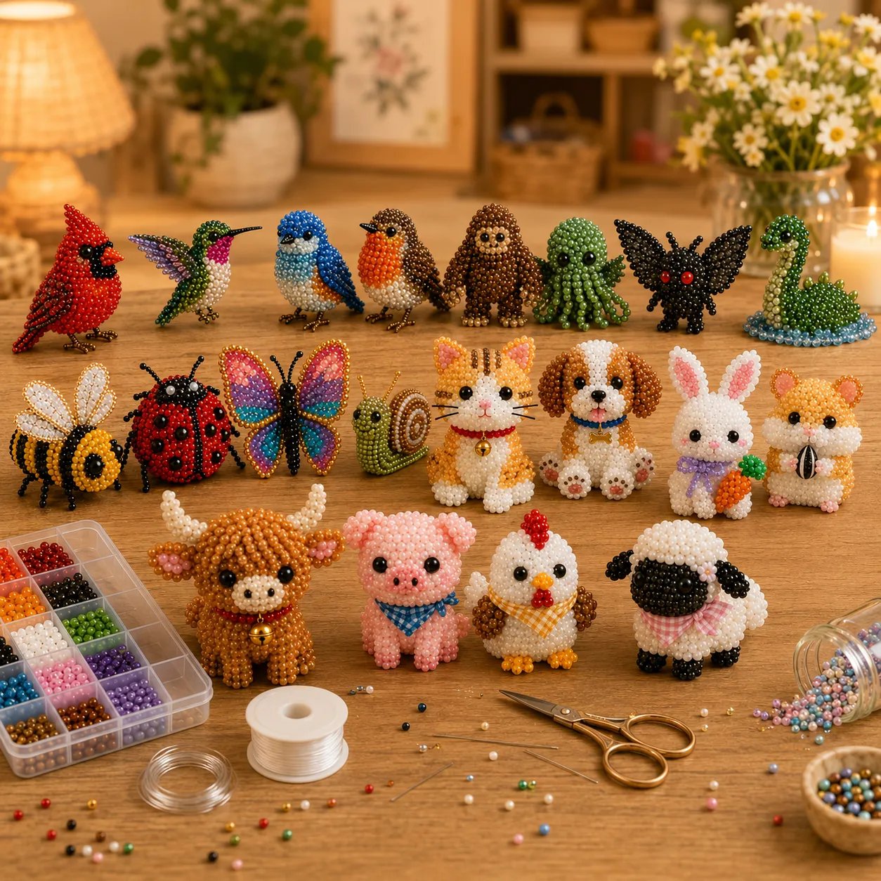 🧵✨ Sæt til at lave små 3D-dyr med perler