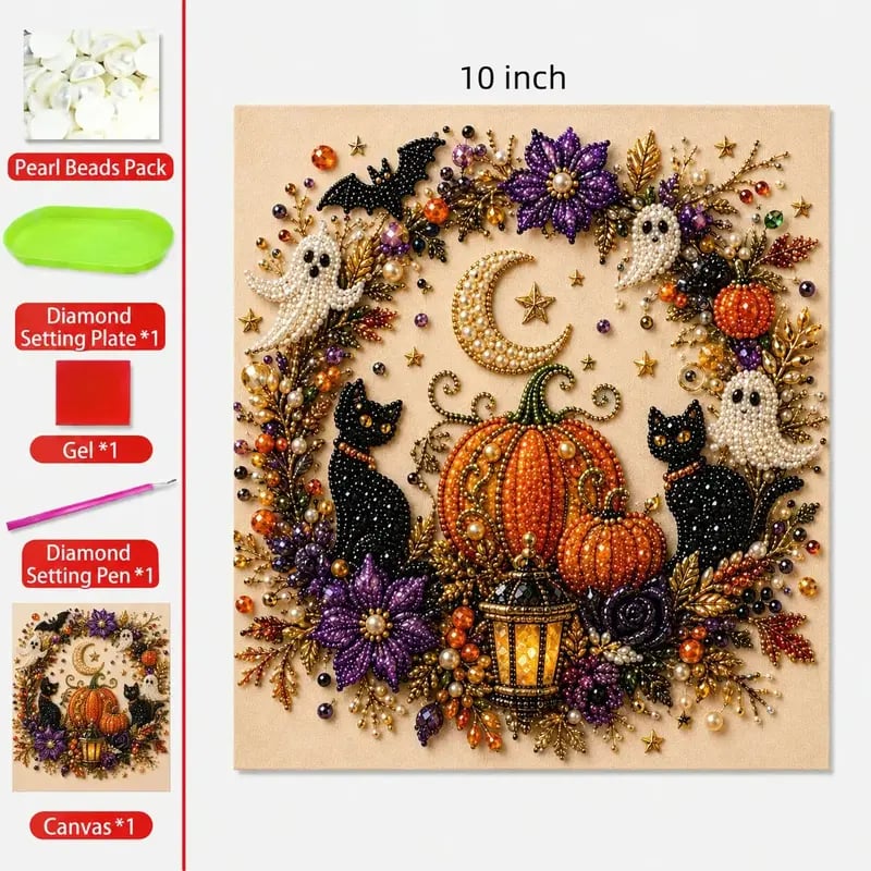 👻🎃3D Pearl Art Halloween DIY Kit – Spooky Diamond Painting, All-in-One Supplies